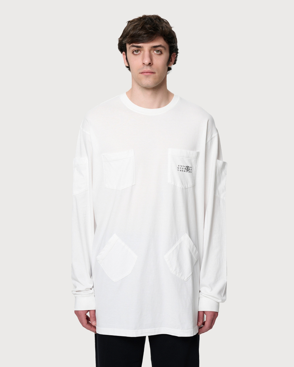 MM6 MAISON MARGIELA ЛОНГСЛИВ С КАРМАНАМИ МУЖСКОЙ БЕЛЫЙ