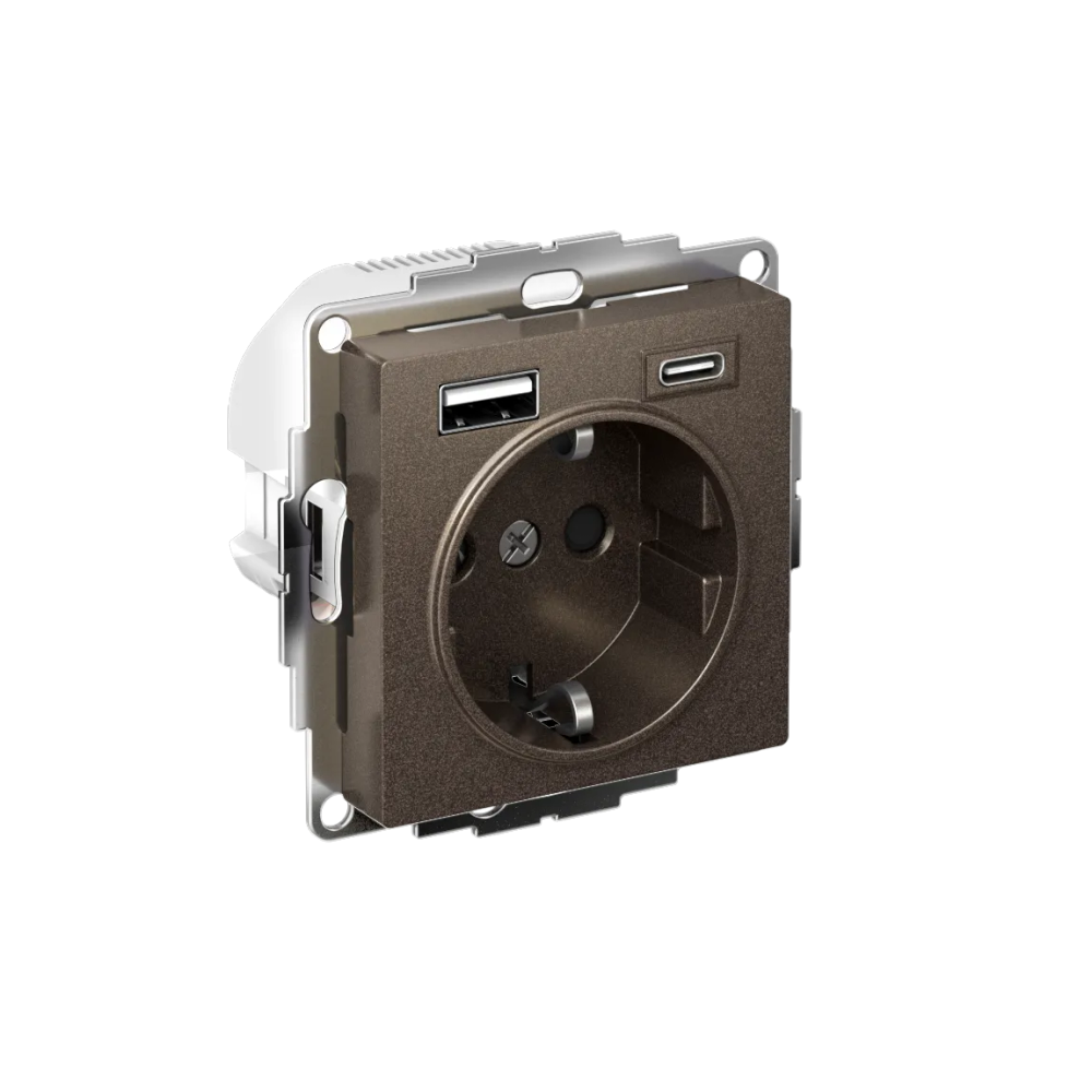ATLASDESIGN РОЗЕТКА 16А c 2 USB A+C, 5В/2,4А/3,0А, 2х5В/1,5А, механизм, МОККО