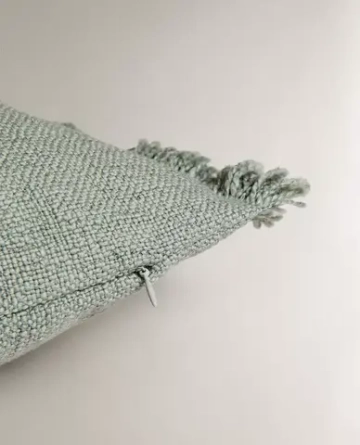 ZARA HOME НАВОЛОЧКА ДЛЯ ДЕКОРАТИВНОЙ ПОДУШКИ С БАХРОМОЙ, СИНИЙ