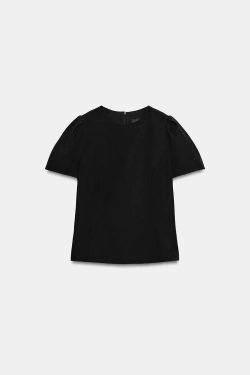 ZARA ТОП С ОБЪЕМНЫМИ РУКАВАМИ, ЧЕРНЫЙ