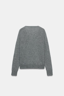 ZARA ШЕРСТЯНОЙ СВИТЕР С УЗОРОМ «РОМБЫ», СЕРЫЙ