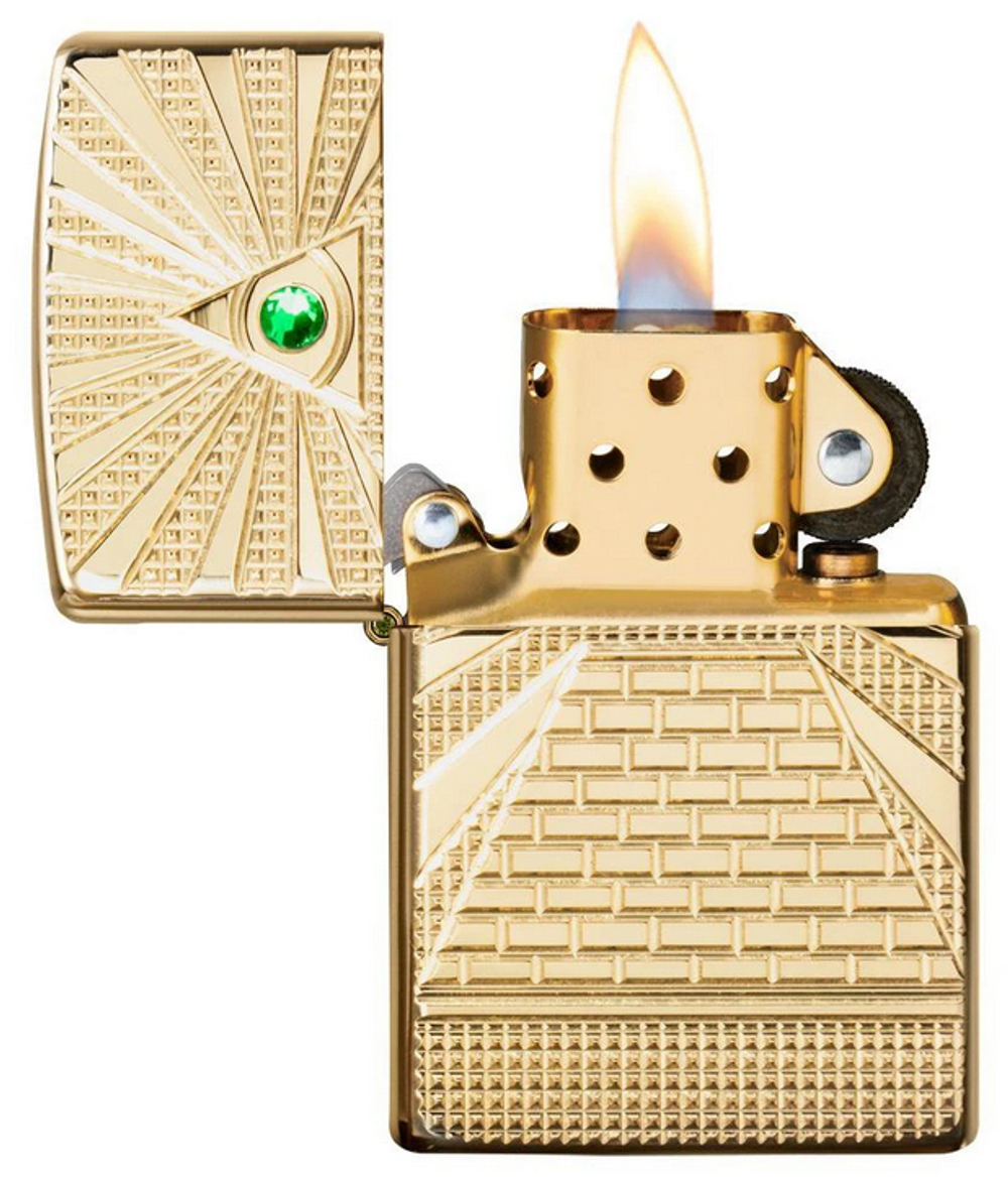 Зажигалка Zippo Armor с покрытием High Polish Brass, латунь/сталь, золотистая, 36x12x56 мм