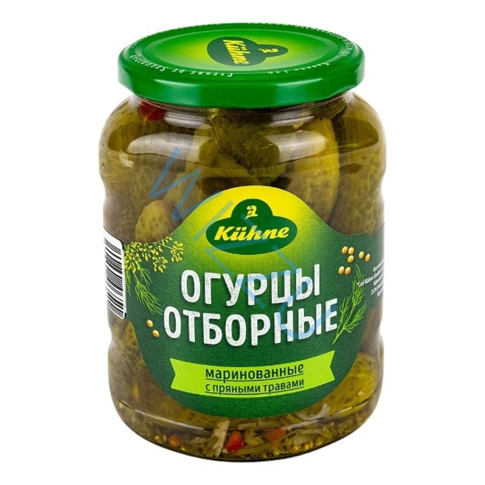 Огурцы отборные ст/б 670г*12шт Kühne