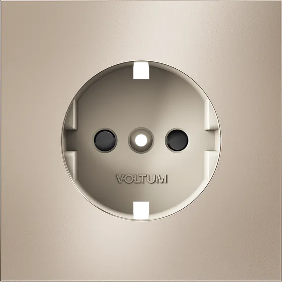 Накладка для розетки с заземлением и защитными шторками Voltum S70 Metal Платина VLSM000710