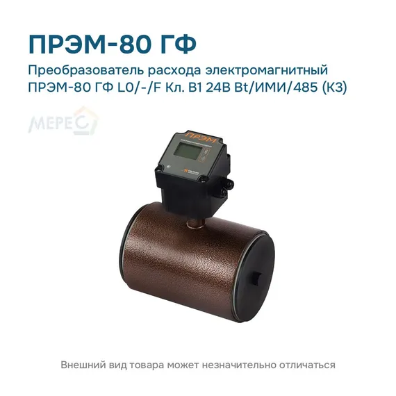 Преобразователь расхода электромагнитный ПРЭМ-80 ГФ L0/-/F Кл. B1 24В Bt/ИМИ/485 (К3)