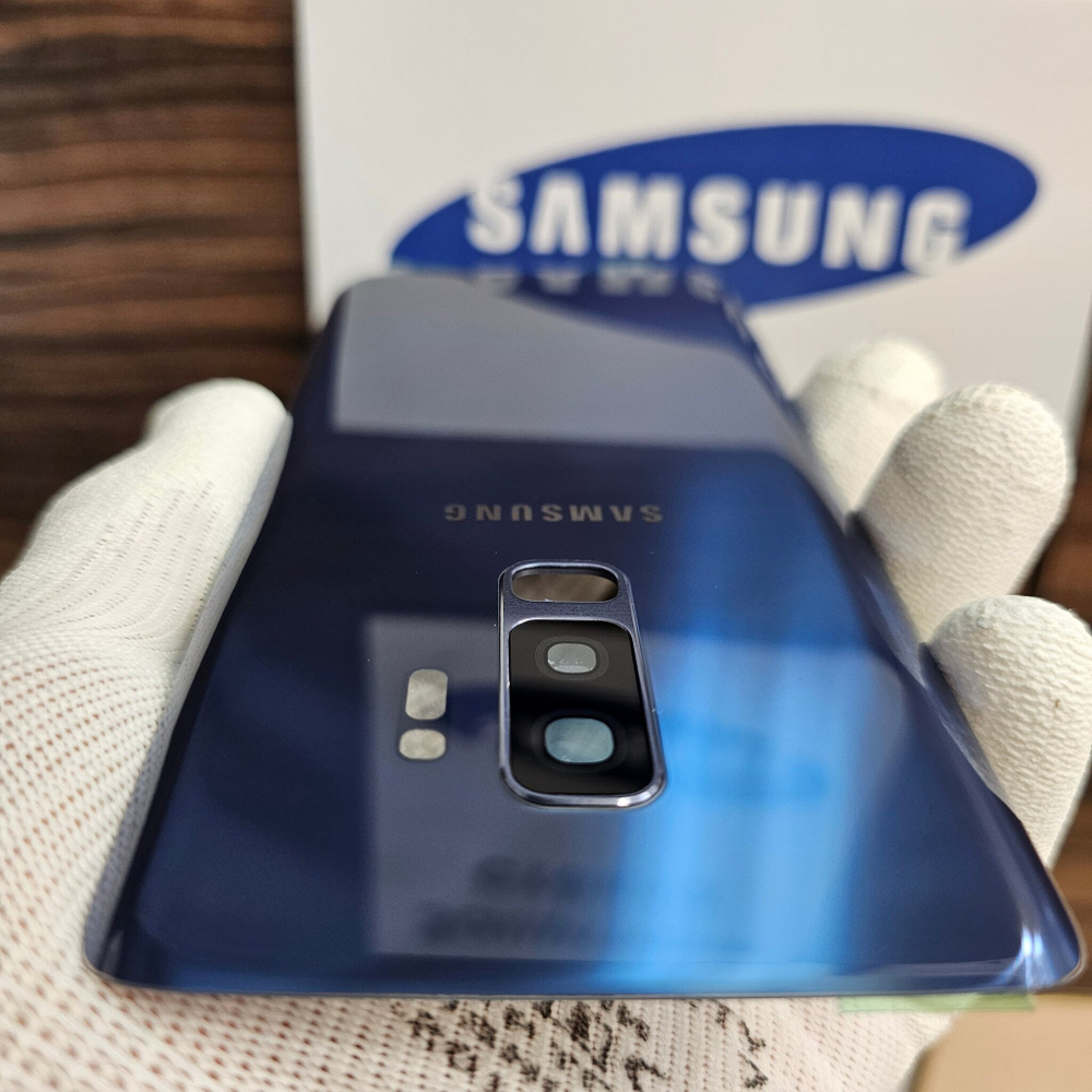 Крышка для Samsung S9 Plus - стеклянная панель "хорошее качество" (синего цвета)