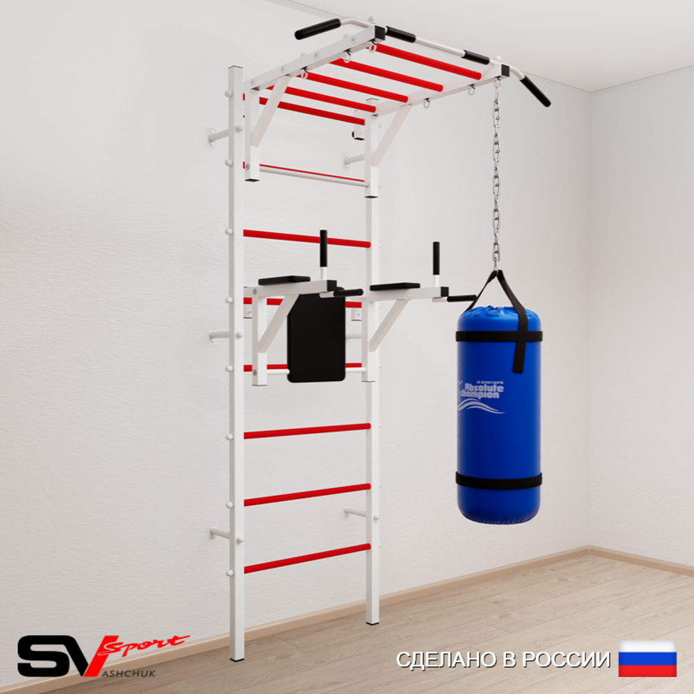 Шведская стенка Sv Sport усиленная 6221 (Турник рукоход/Брусья/Цепь/Мешок 15кг)