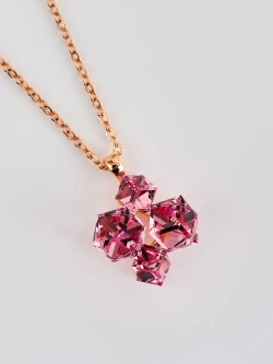 Подвеска-ромб Мираж с розовыми кубиками Swarovski