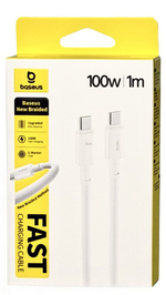 Кабель-зарядка Type-C на Type-C Baseus New Braided 100W 1м (E0426V01) белый