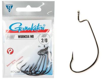Крючки офсетные Gamakatsu WORM 314 HOOKS разм. 2/0 6шт.