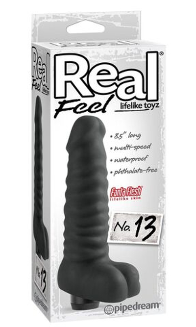 Чёрный реалистичный вибратор Real feel №13 - 21 см. (Цвет: черный)