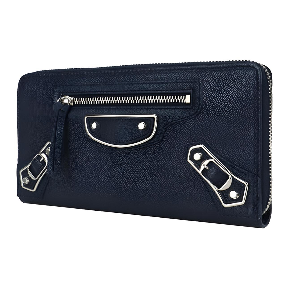 Balenciaga Zip Closure Goatskin Clutch Men"s Black