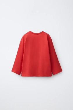 ZARA ФУТБОЛКА С ПРИНТОМ «СЕРДЦЕ», КРАСНЫЙ