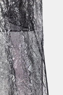 ZARA ДЛИННОЕ ПЛАТЬЕ С МЕТАЛЛИЧЕСКИМ БЛЕСКОМ И ЖАТОЙ ФАКТУРОЙ, ЧЕРНЫЙ/СЕРЕБРЯНЫЙ