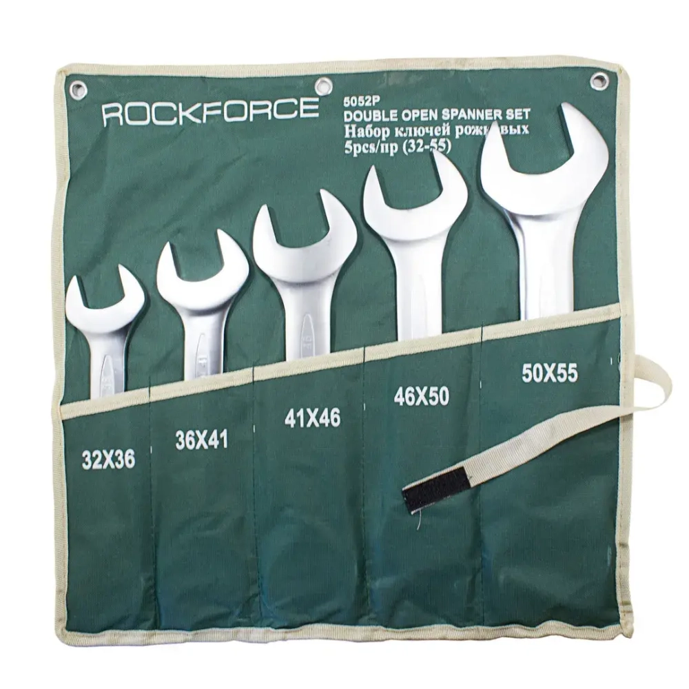 Набор ключей рожковых 5 пр. (32x36,36x41,41x46,46x50,50x55мм), на полотне RockForce##Rock FORCE RF-5052P
