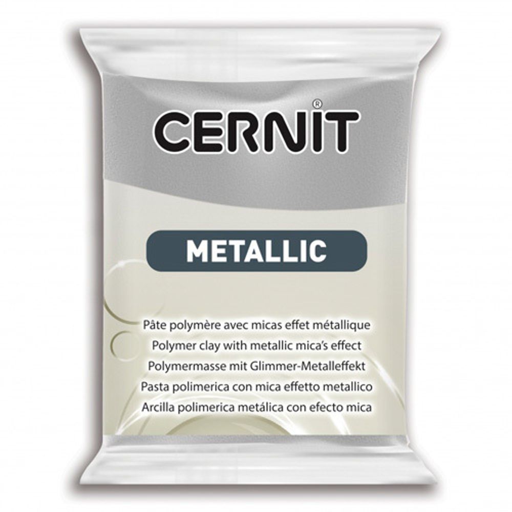 Полимерная глина Cernit Metallic запекаемая, имитация металла 56 гр, 080 серебро