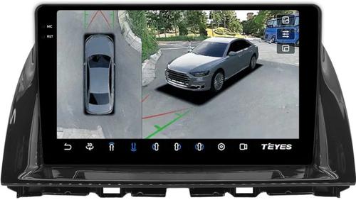 Магнитола для Mazda CX-5 2011-2017 (ШГУ монохром) - Teyes CC3-2K-360 монитор 10.36" 2K QLED на Android 10, Быстрая, CarPlay, 4G SIM-слот, 4 камеры в комплекте