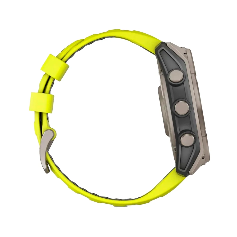 Умные часы Garmin Fenix 8, 51mm, Solar Sapphire Titanium Natural / Yellow Band (010-02907-21)