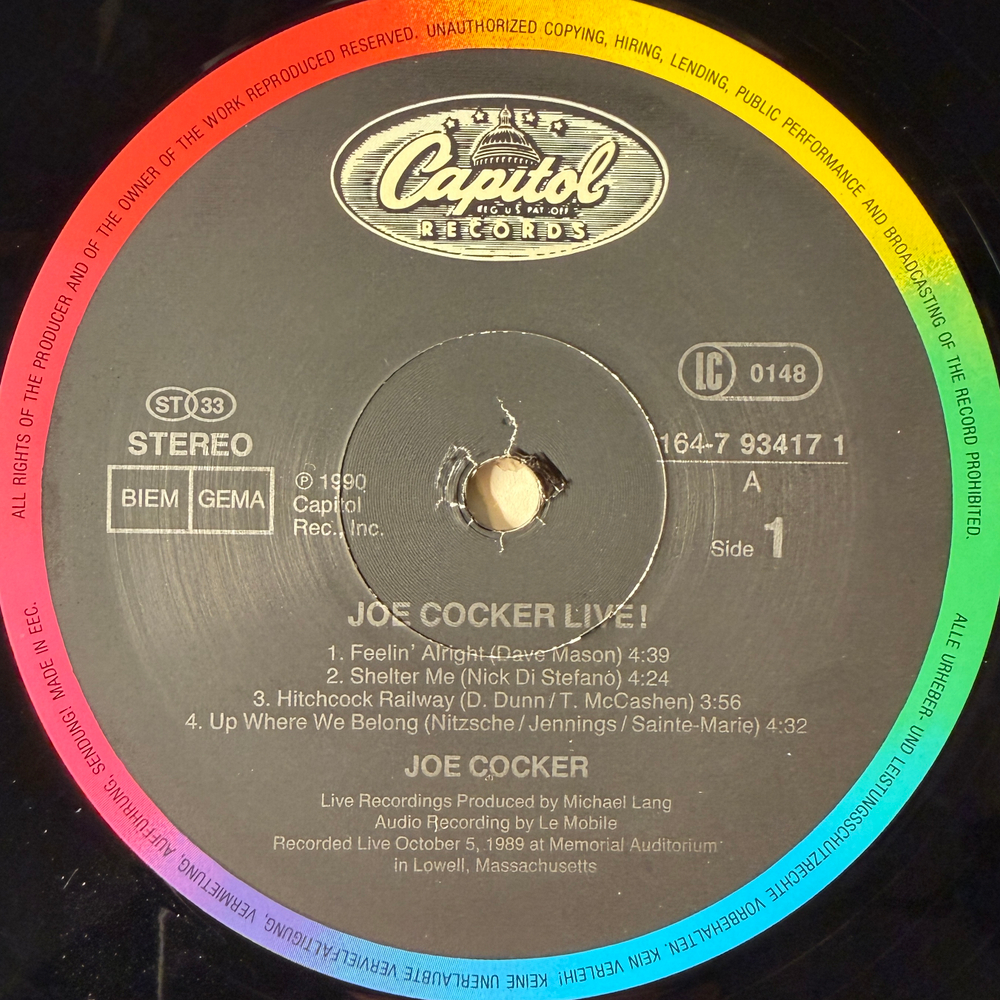 Joe Cocker - Joe Cocker Live! 2LP (Европа 1990г.)
