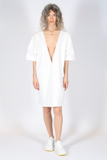 MM6 MAISON MARGIELA ПЛАТЬЕ БЕЛОЕ С ГЛУБОКИМ ВЫРЕЗОМ