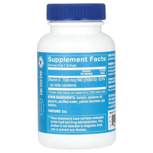 The Vitamin Shoppe, бета-каротин, 7500 мкг (25 000 МЕ), 300 мягких таблеток