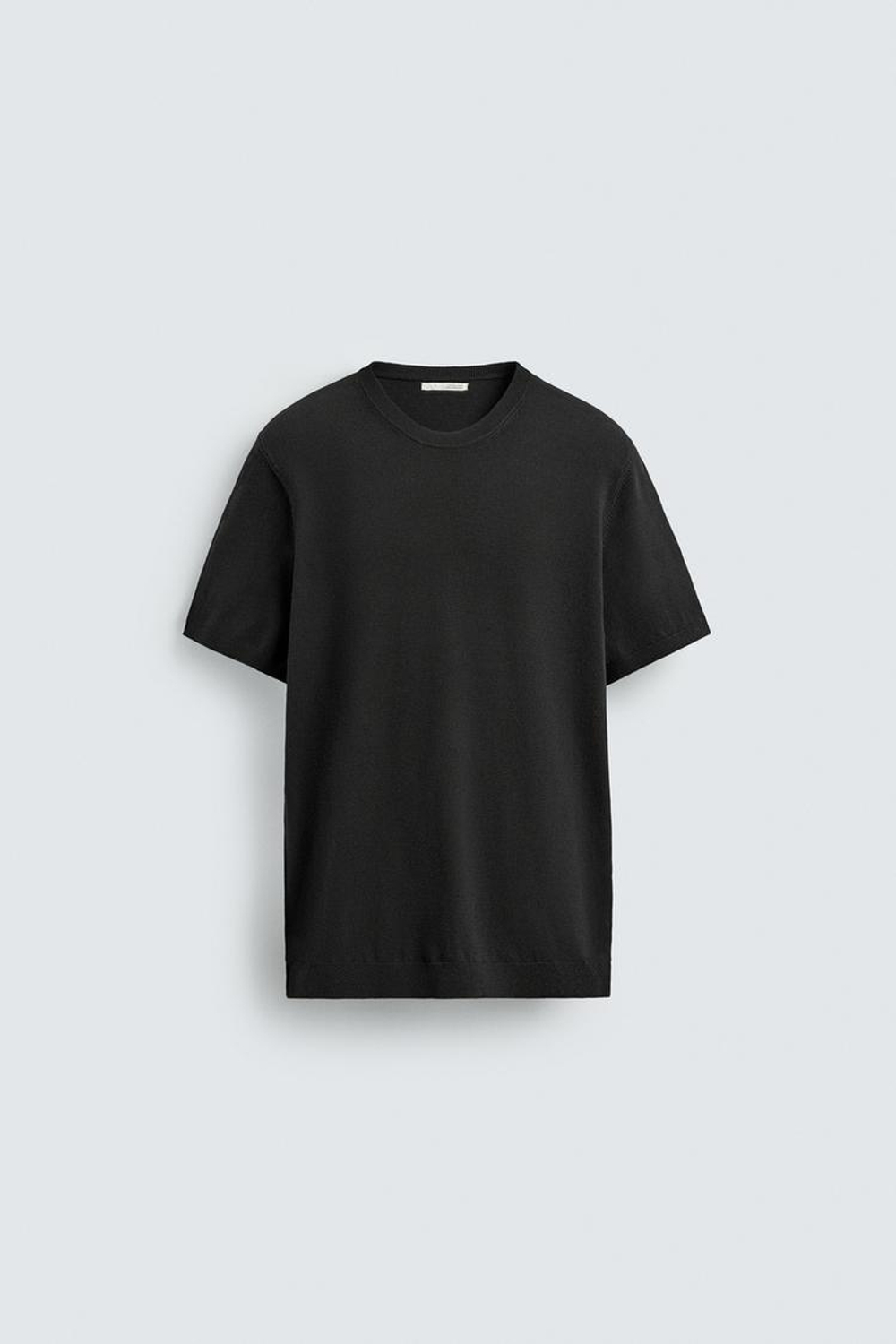 ZARA ФУТБОЛКА ИЗ СМЕСОВОЙ ВИСКОЗЫ, ЧЕРНЫЙ