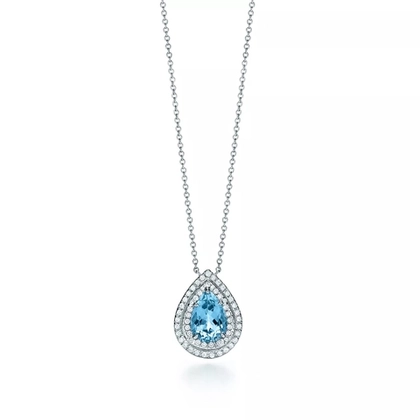 Подвеска из платины с бриллиантами и аквамарином, Tiffany 💠 Soleste - Единственная в наличии