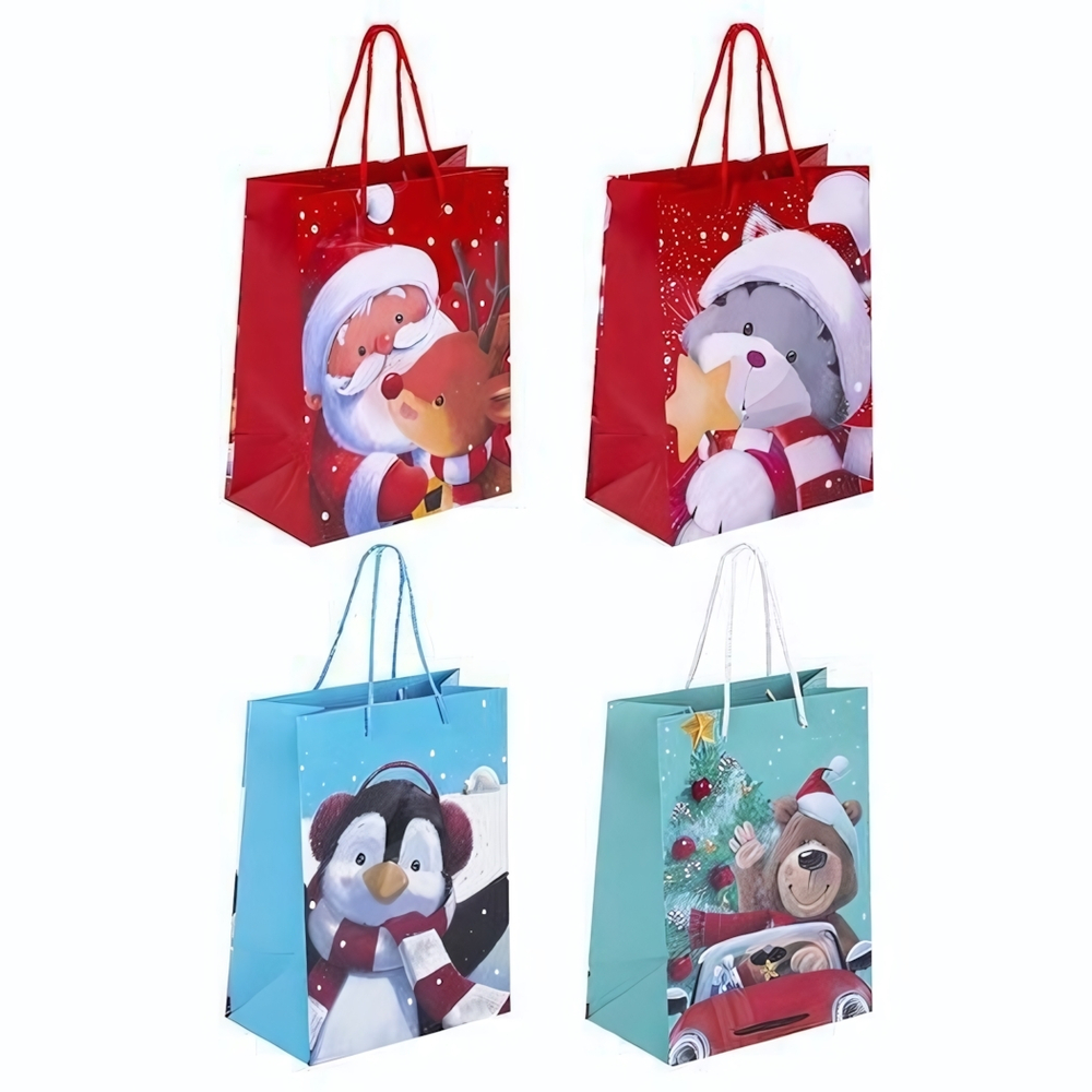 Пакет новогодний 18х10х23см. "Christmas Animals" ассорт. (Золотая сказка)