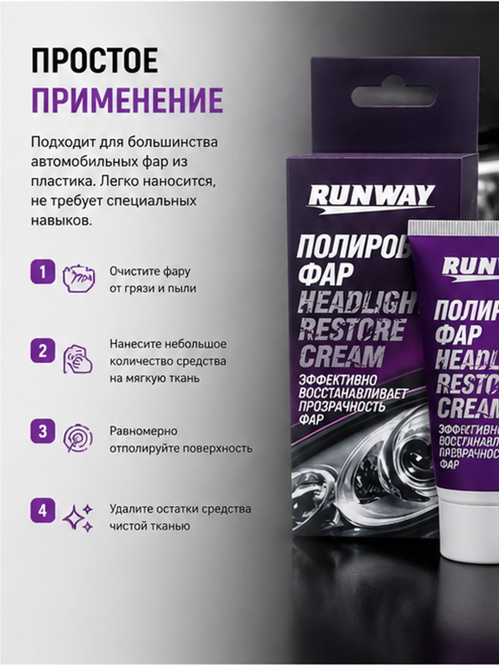 RUNWAY Полироль фар 50мл