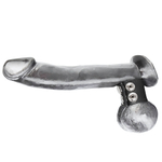 Хомут-утяжка для мошонки из искусственной кожи на клепках SNAP BALL STRETCHER (Цвет: черный)