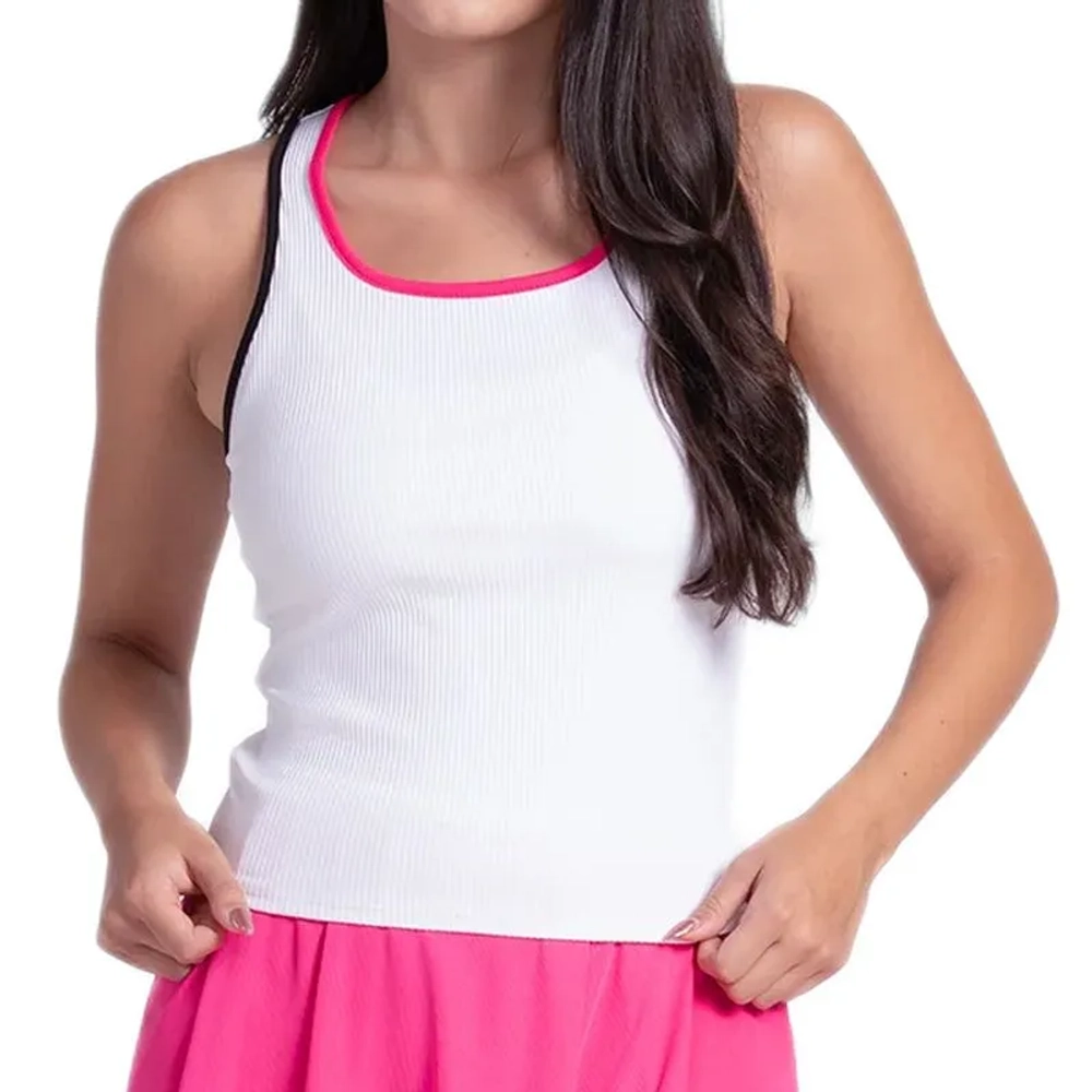 Женский топ теннисный Lucky in Love Court Rib Racerback - white/black