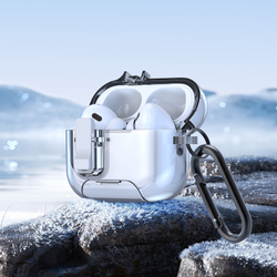 Чехол прозрачный защитный с магнитным замком для наушников AirPods Pro 3, серия PECR Series Case, в комплекте с карабином