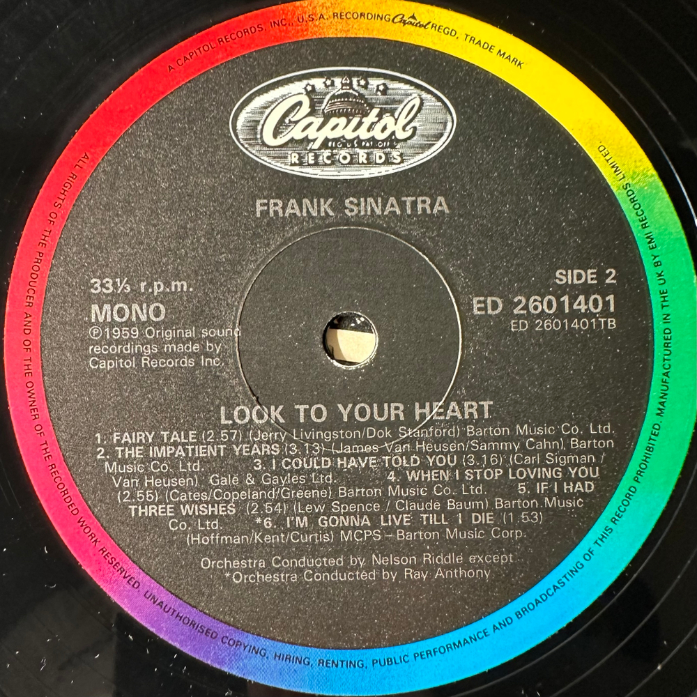 Frank Sinatra ‎– Look To Your Heart (Англия 1984г.)