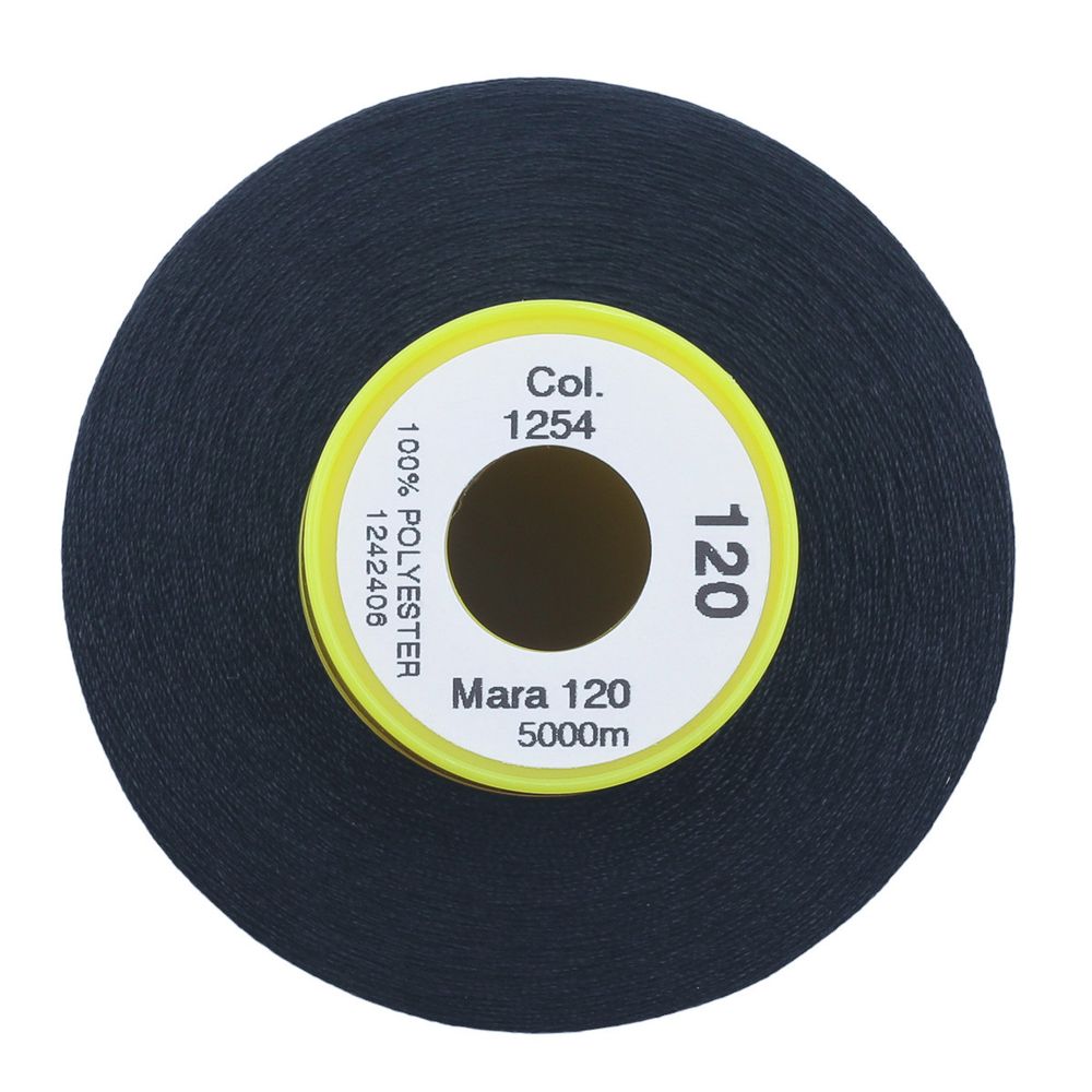 Нитка Gutermann Mara 120 (5000 метров), 1 боб., универсальная | 1254 черно-серый