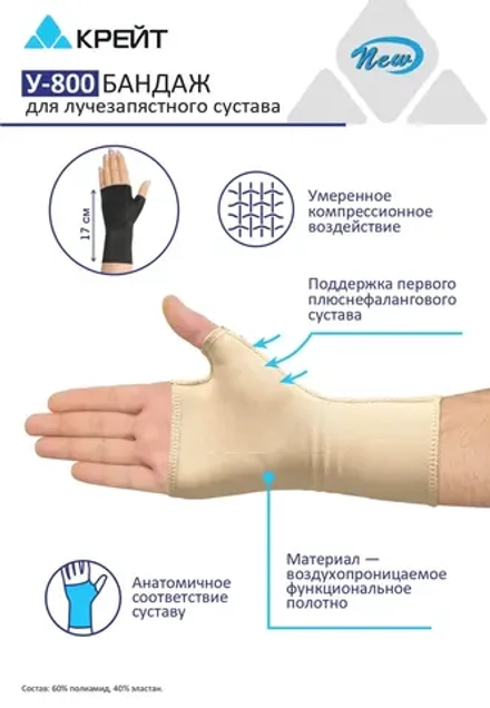 Бандаж на лучезапястный сустав эластичный, спортивный