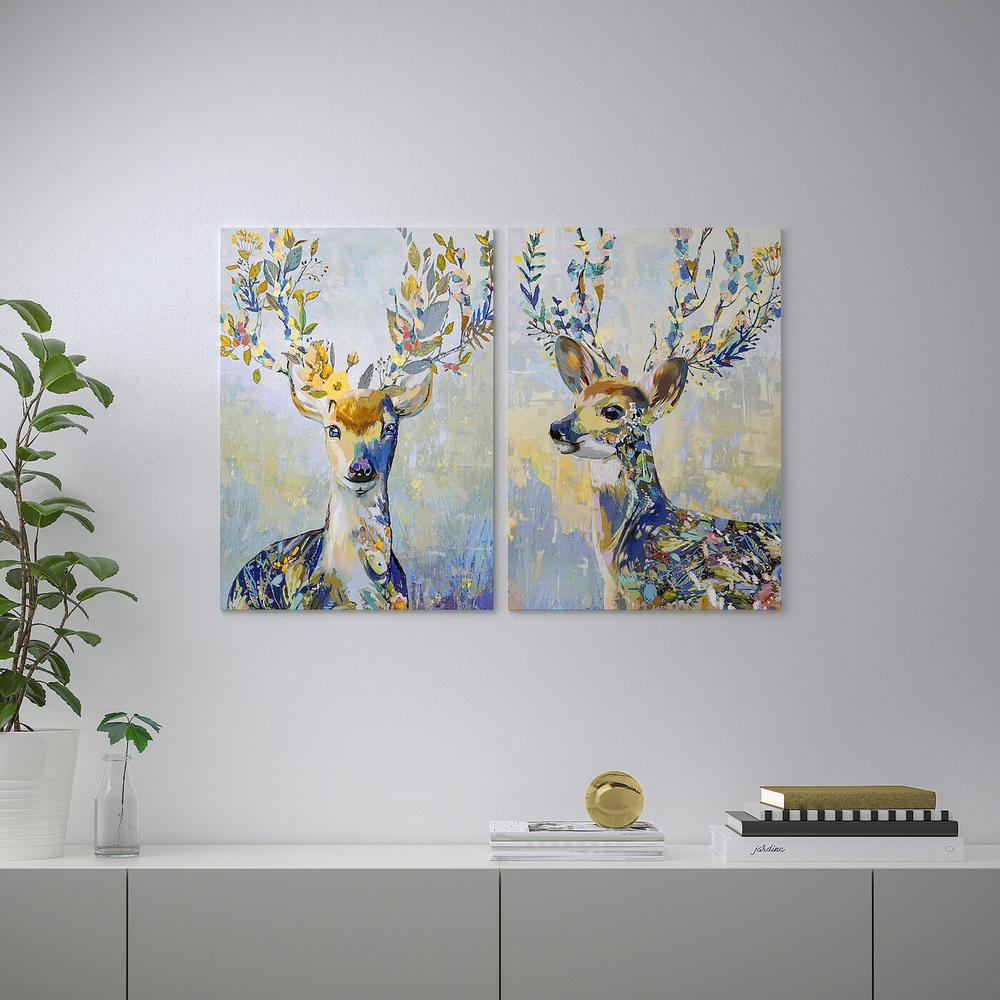 IKEA PJÄTTERYD (ИКЕА ПЙЭТТЕРУД) — Изображение, разноцветные олени, 50x70 см, фото 5