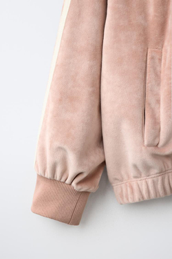 ZARA ХУДИ ИЗ ВЕЛЮРА С МОЛНИЕЙ, РОЗОВЫЙ