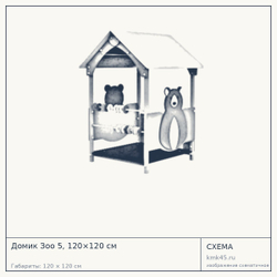 Схема с габаритами: Домик Зоо 5, 120×120 см