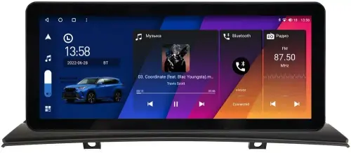 Магнитола для BMW X3 E83 2003-2010 - Canbox H-Line 2108 монитор 12.3" QLED в стиле Audi на Android 10, Быстрая, ТОП-процессор, CarPlay, 4G SIM-слот