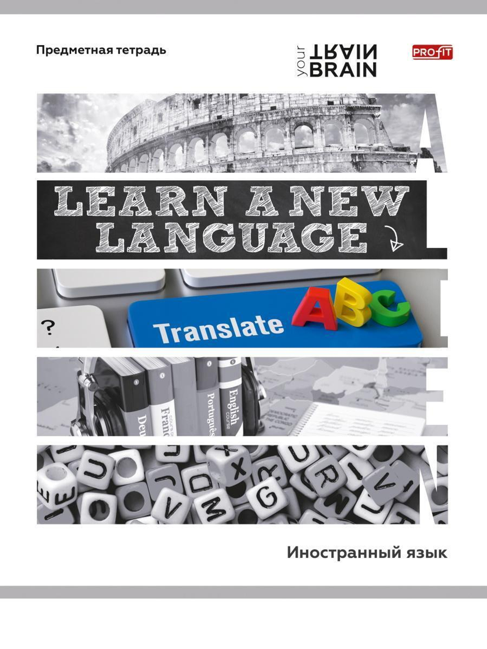 Тетрадь предметная 48л. клетка Иностранный язык "Контрасты" (Проф-Пресс)