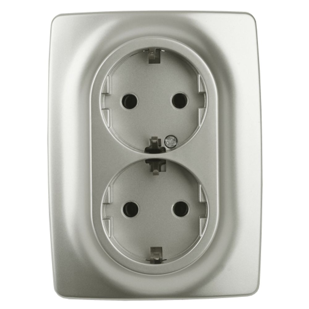 Розетка ЭРА Серия 12 12-2106-15 двойная с заземлением 2X2P+E Schuko 16A-250В IP20 перламутр | Эра 12