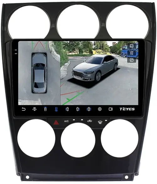 Магнитола для Mazda 6 GG 2002-2007 - Teyes CC3-2K-360 на Android 10, Быстрая, 2K QLED, CarPlay, 4G SIM-слот, 4 камеры в комплекте