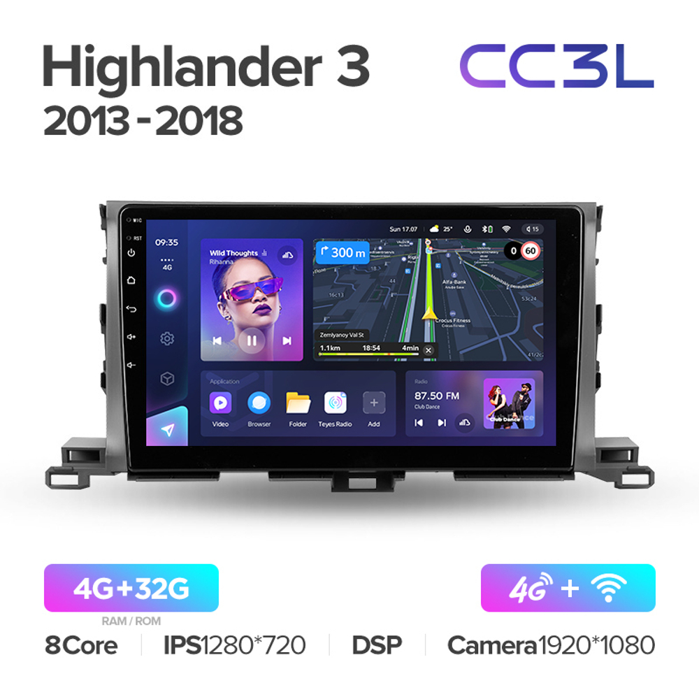 Teyes CC3L 10,2"для Toyota Highlander 2013-2018
