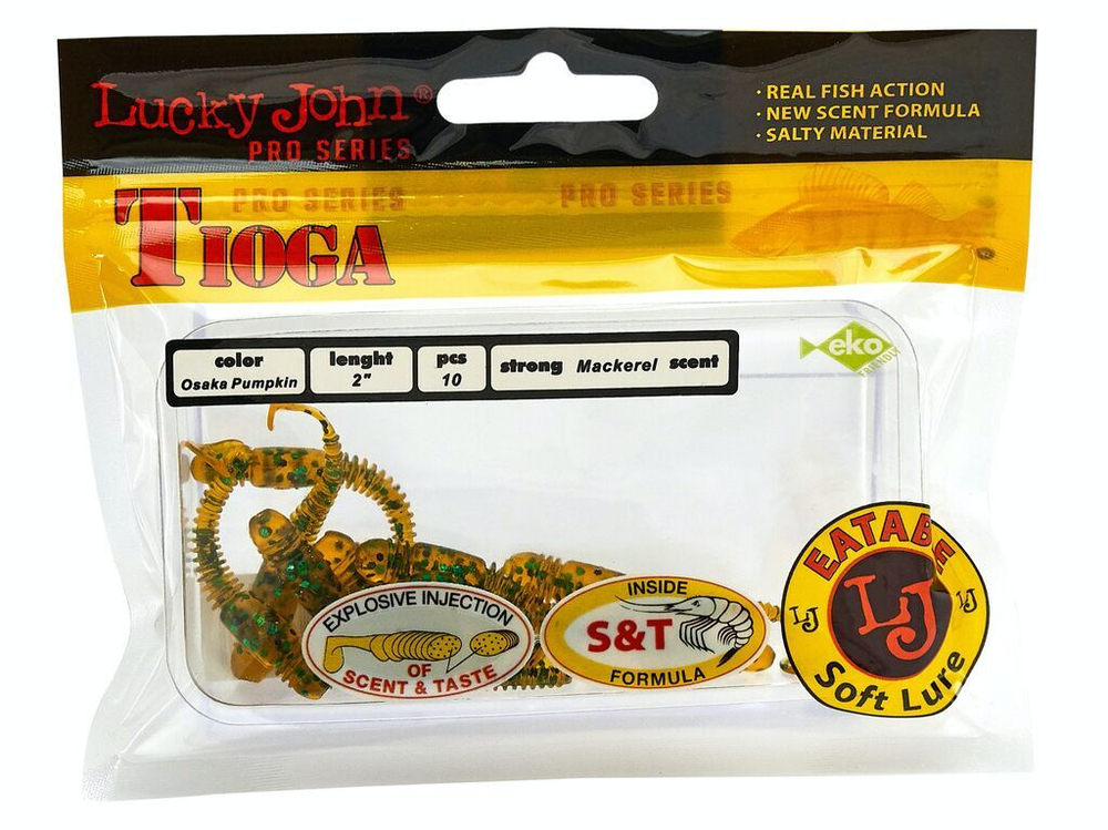 Виброхвосты съедобные LJ Pro Series TIOGA 2.0in (5 см), цв. PA19, 10 шт.