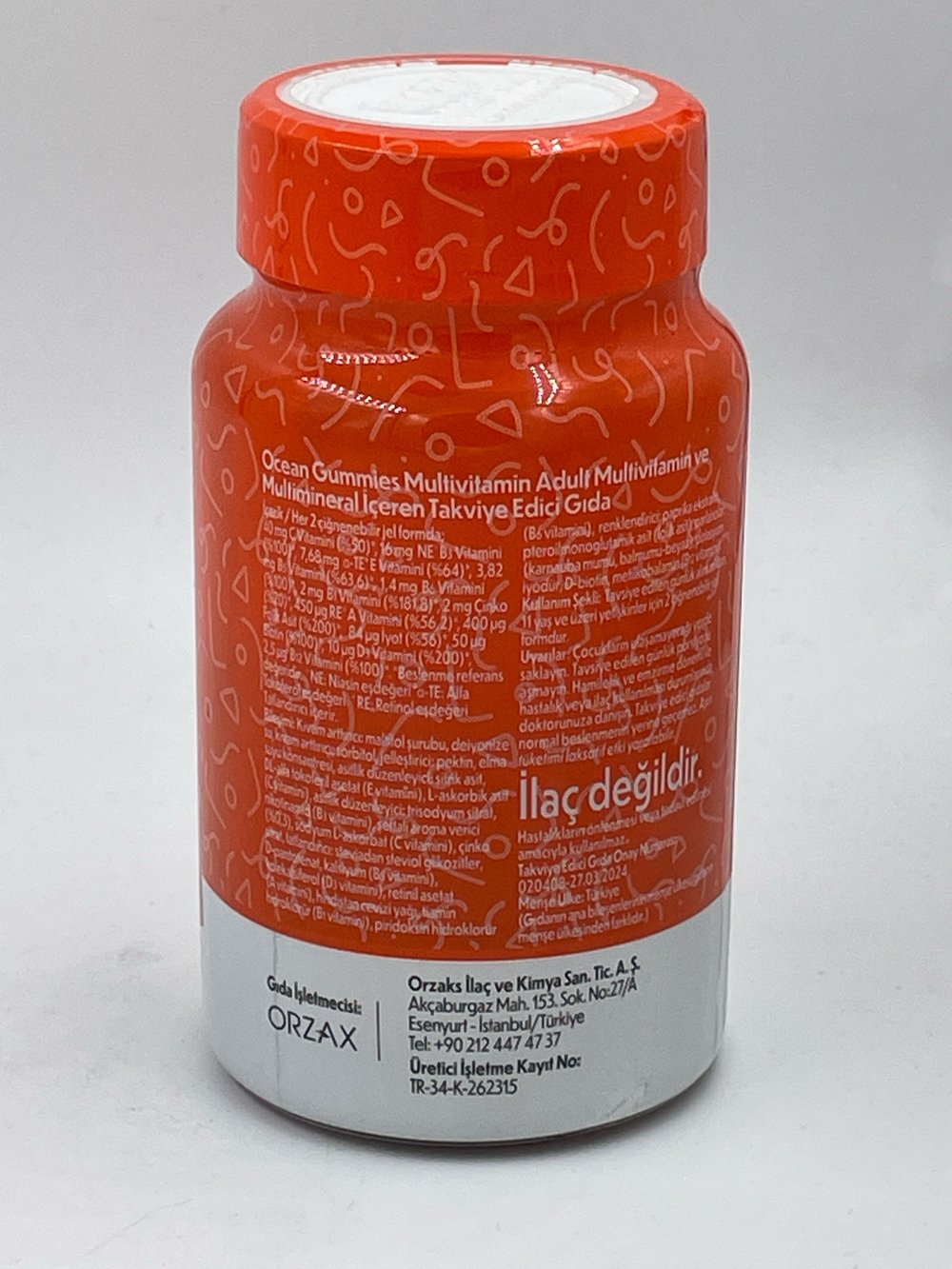 Мультивитамины жевательные Orzax Ocean Gummies для взрослых, вкус персика, 60 шт. (Турция)