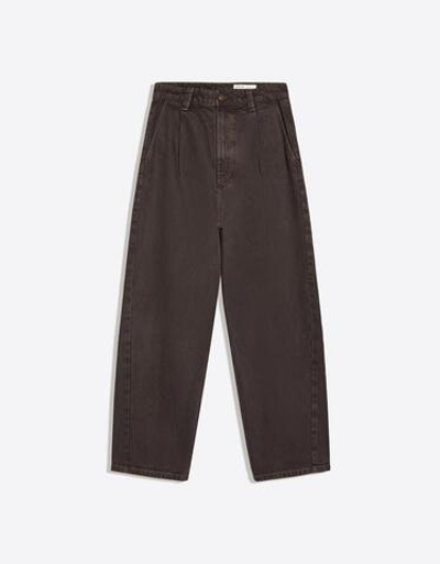 Мужские широкие джинсы wide leg с вытачками - BERSHKA