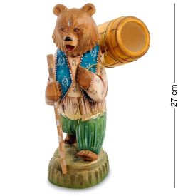 РД- 65 Фигурка Медведь с корзиной (Резной) 28см