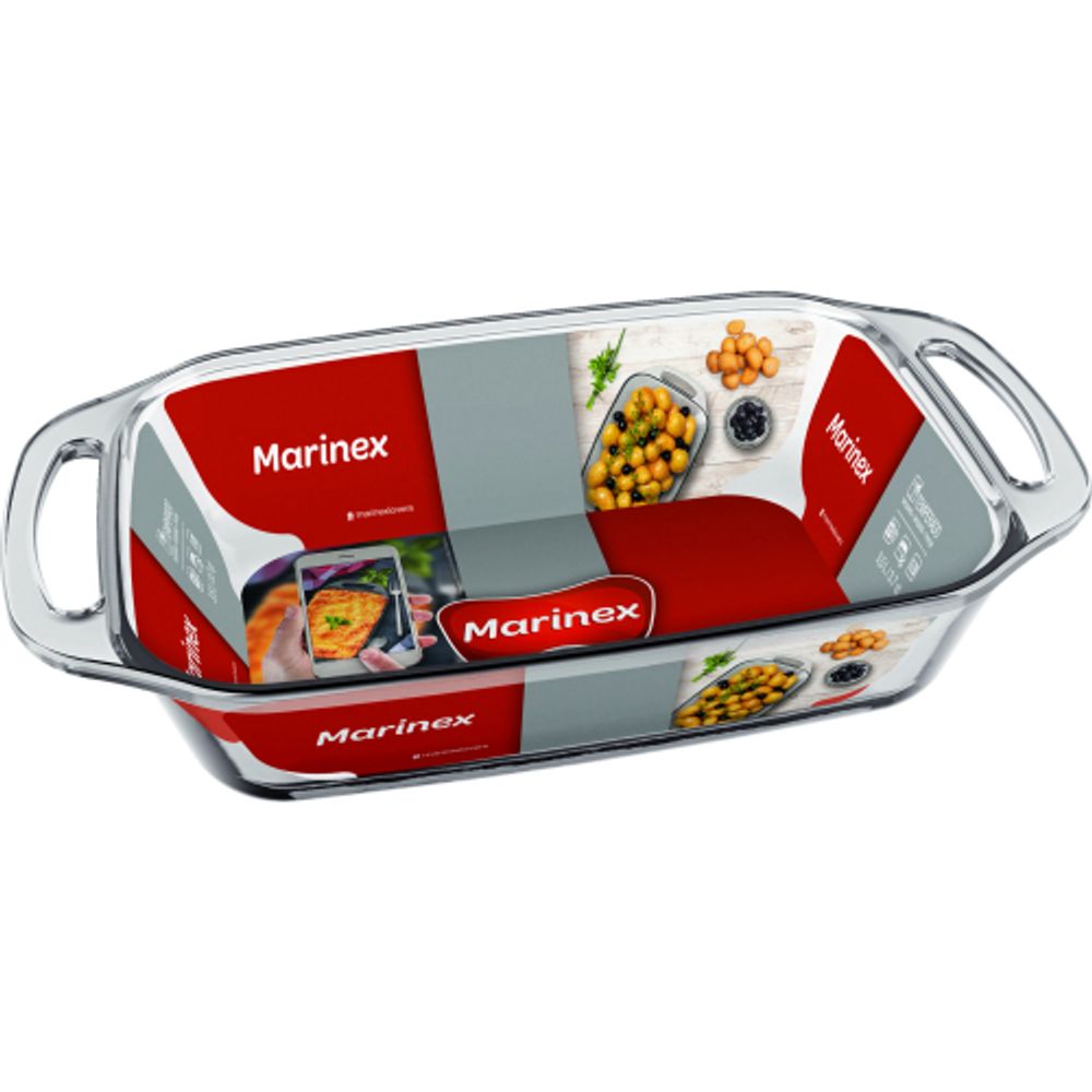 Форма для запекания Marinex 65390201551007 стеклянная прямоугольная глубокая с ручками 3,5 л 37,1х22,9х7 см | Marinex