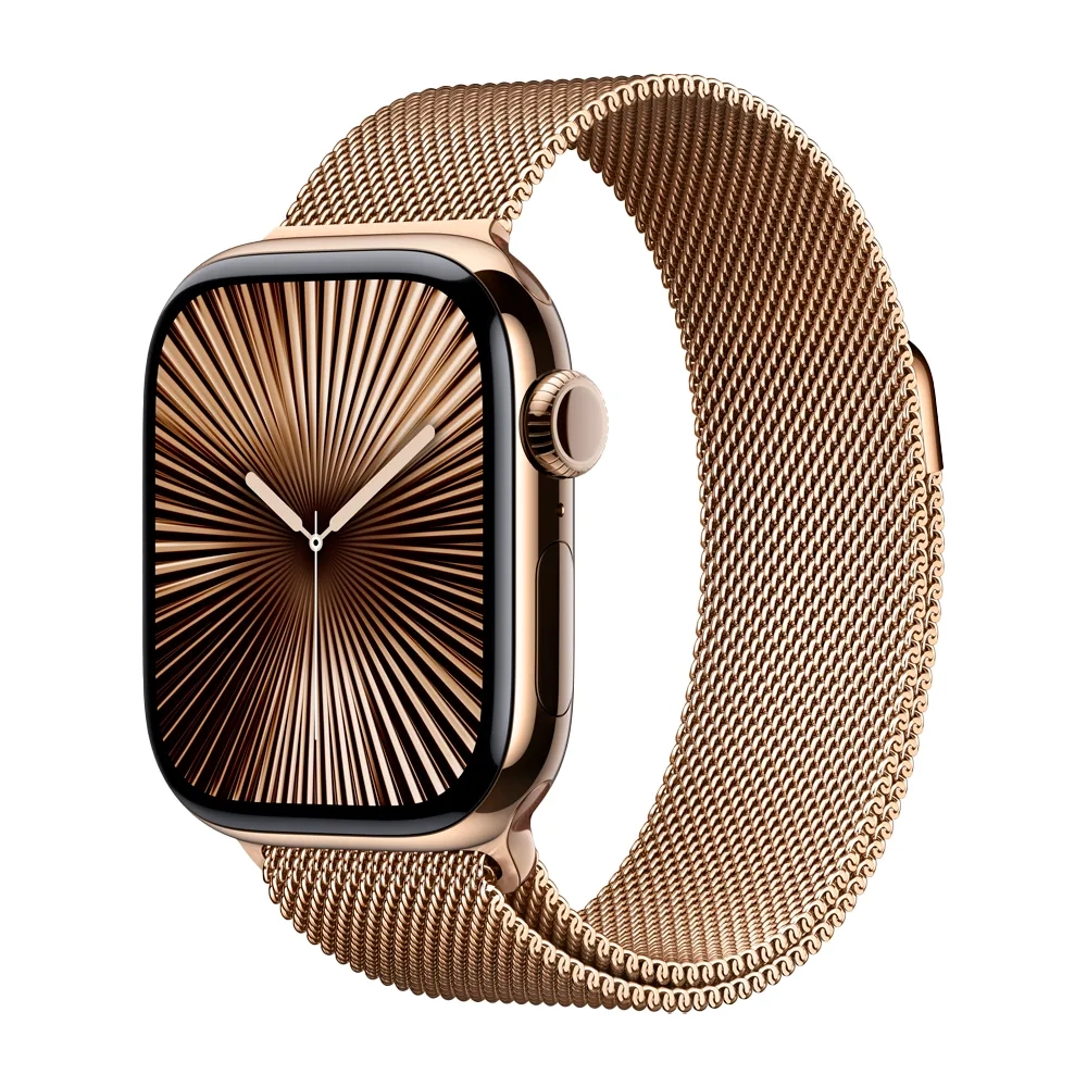 Умные часы Apple Watch Series 10 GPS + Cellular, 42mm, Gold Titanium Case with Milanese Loop, Gold