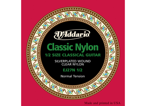 D'ADDARIO EJ27N 1/2 - струны для классической гитары 1/2, серебро (Silver), Normal Tension